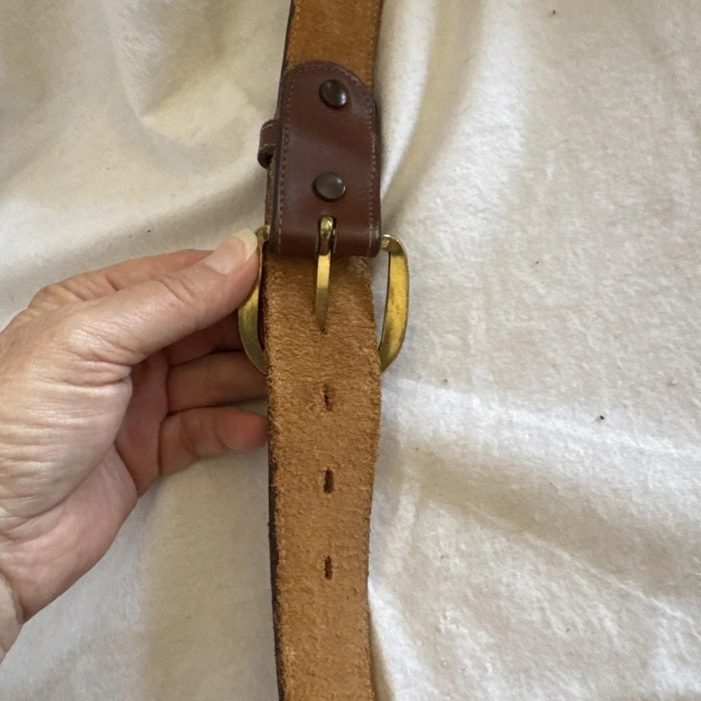 Vintage Belt Dun Dee Sz 38 Leather Brown Classic Western 1 3/8